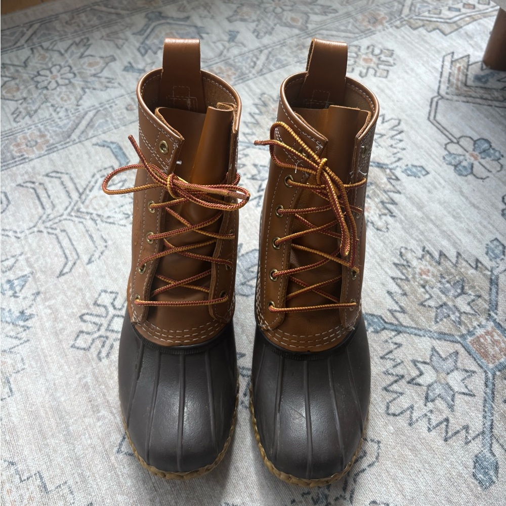 L.L. Bean Brown Leather and Dark Brown Rubber Duck Boots